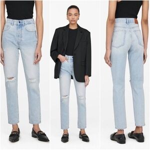 Anine Bing Sonya High Rise Ankle Jeans in Destructed Classic Blue Sz. 24 NWT